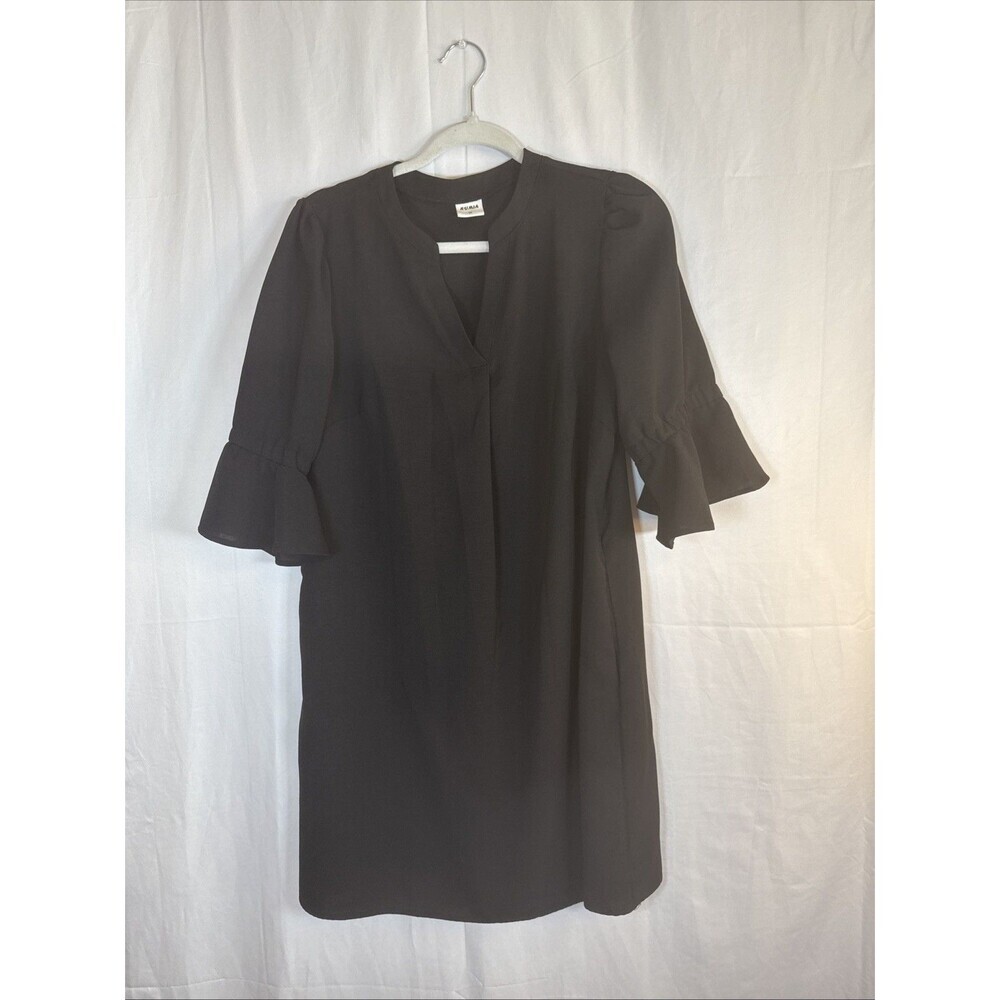 Rumia Black 3/4 Length Sleeve  V Neck Dress Size Medium NWOT